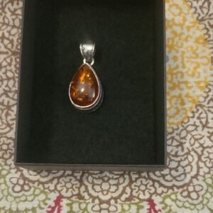Elegant Amber Teardrop Pendant